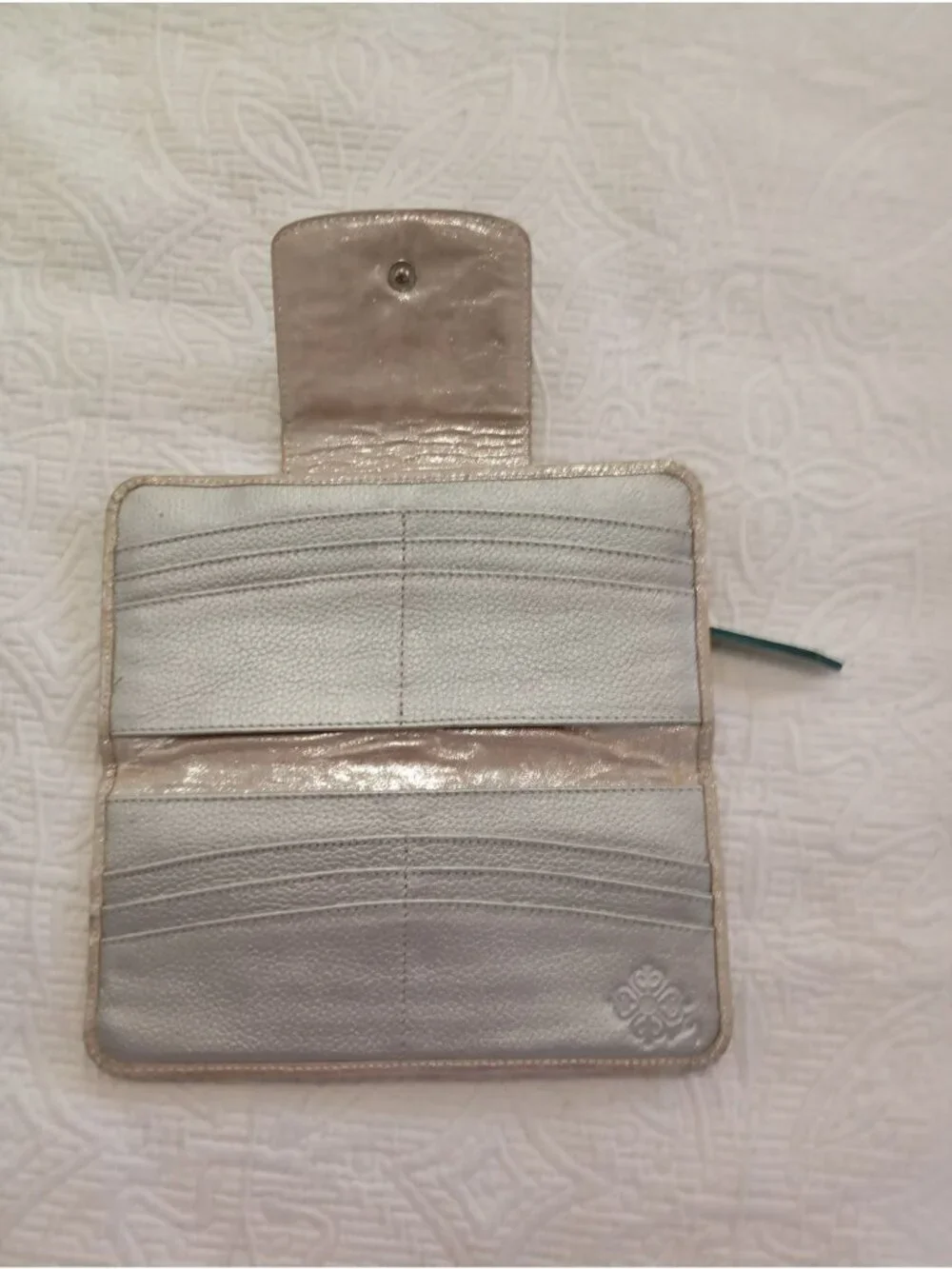 Velez Shimmering Gold Wallet With Multiple Card Slots & Snap Closure